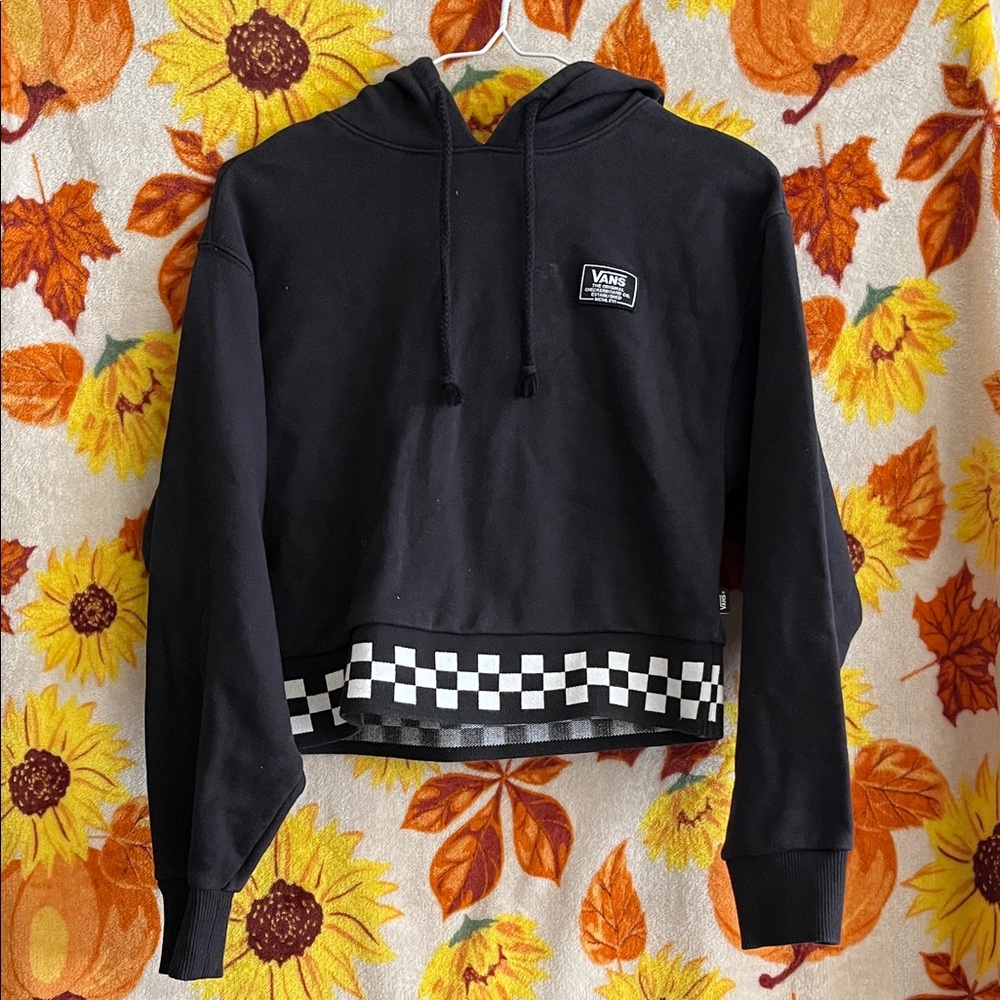 Vans Black Hoodie with Checkered Detail